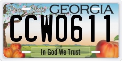 GA license plate CCW0611