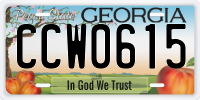 GA license plate CCW0615