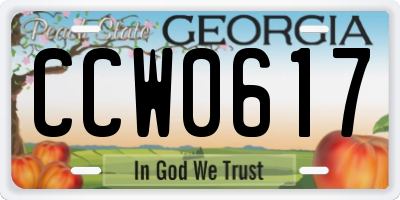 GA license plate CCW0617