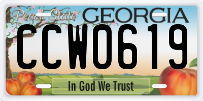 GA license plate CCW0619