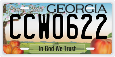 GA license plate CCW0622