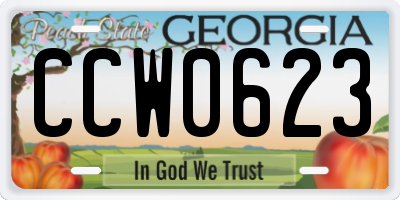 GA license plate CCW0623