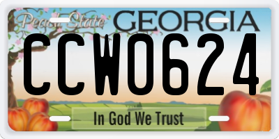 GA license plate CCW0624