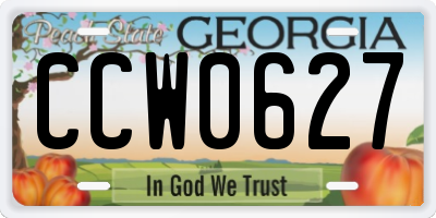 GA license plate CCW0627
