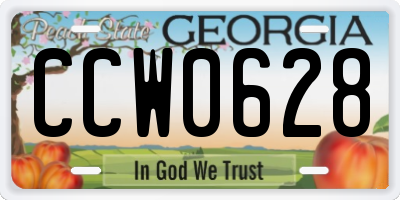 GA license plate CCW0628
