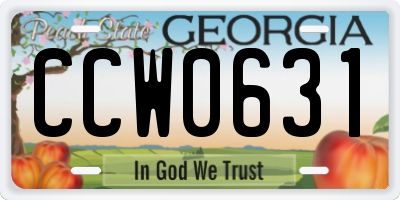 GA license plate CCW0631