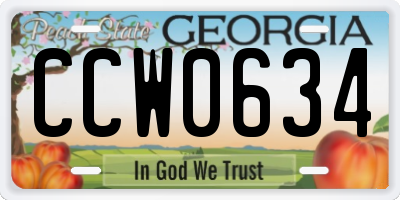 GA license plate CCW0634