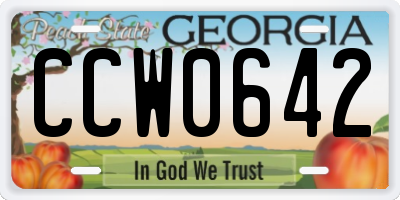 GA license plate CCW0642