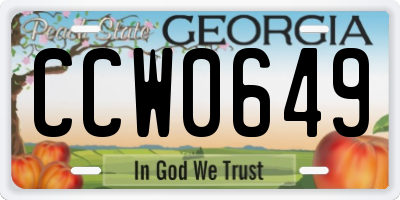 GA license plate CCW0649