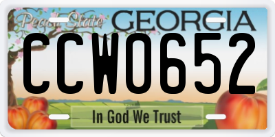 GA license plate CCW0652