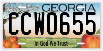 GA license plate CCW0655