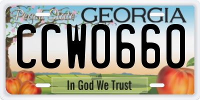 GA license plate CCW0660