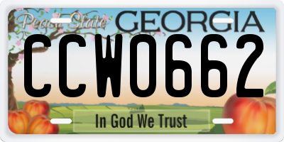 GA license plate CCW0662