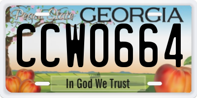 GA license plate CCW0664