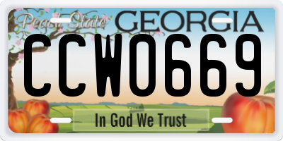 GA license plate CCW0669