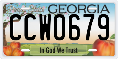 GA license plate CCW0679