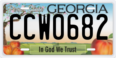 GA license plate CCW0682