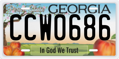 GA license plate CCW0686