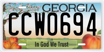 GA license plate CCW0694