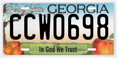 GA license plate CCW0698
