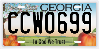 GA license plate CCW0699