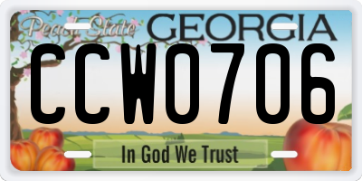 GA license plate CCW0706