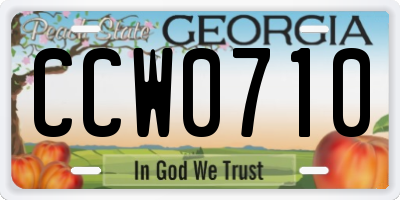 GA license plate CCW0710