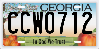 GA license plate CCW0712