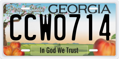 GA license plate CCW0714