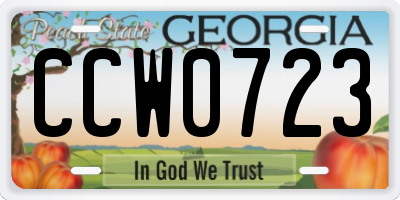 GA license plate CCW0723