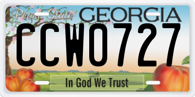 GA license plate CCW0727