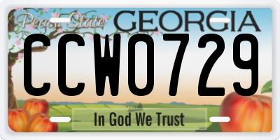 GA license plate CCW0729