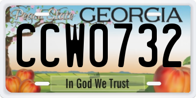 GA license plate CCW0732