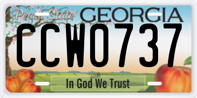 GA license plate CCW0737