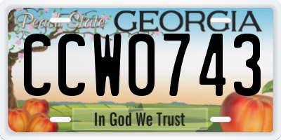 GA license plate CCW0743
