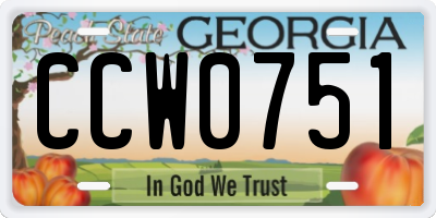 GA license plate CCW0751