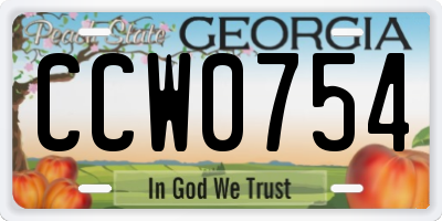 GA license plate CCW0754