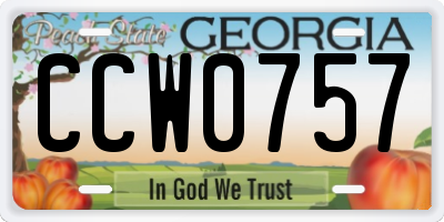 GA license plate CCW0757