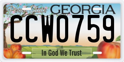 GA license plate CCW0759
