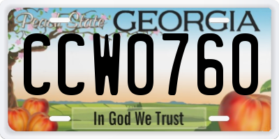 GA license plate CCW0760