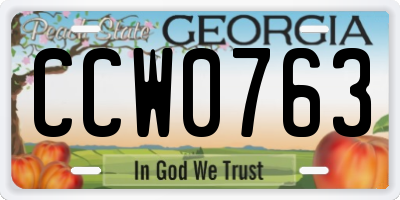 GA license plate CCW0763