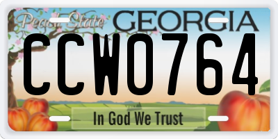 GA license plate CCW0764