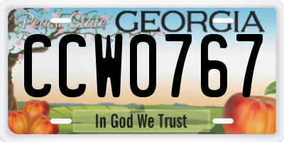 GA license plate CCW0767