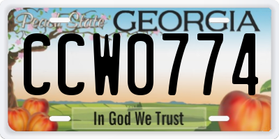 GA license plate CCW0774