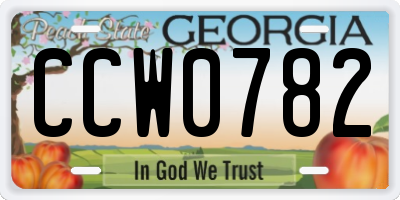 GA license plate CCW0782