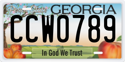 GA license plate CCW0789
