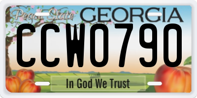 GA license plate CCW0790