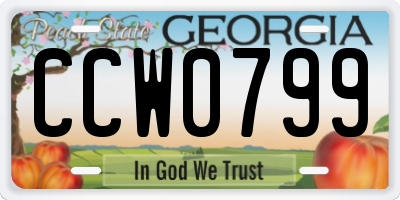 GA license plate CCW0799