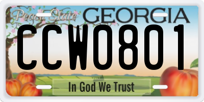 GA license plate CCW0801