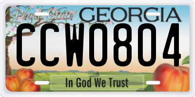 GA license plate CCW0804
